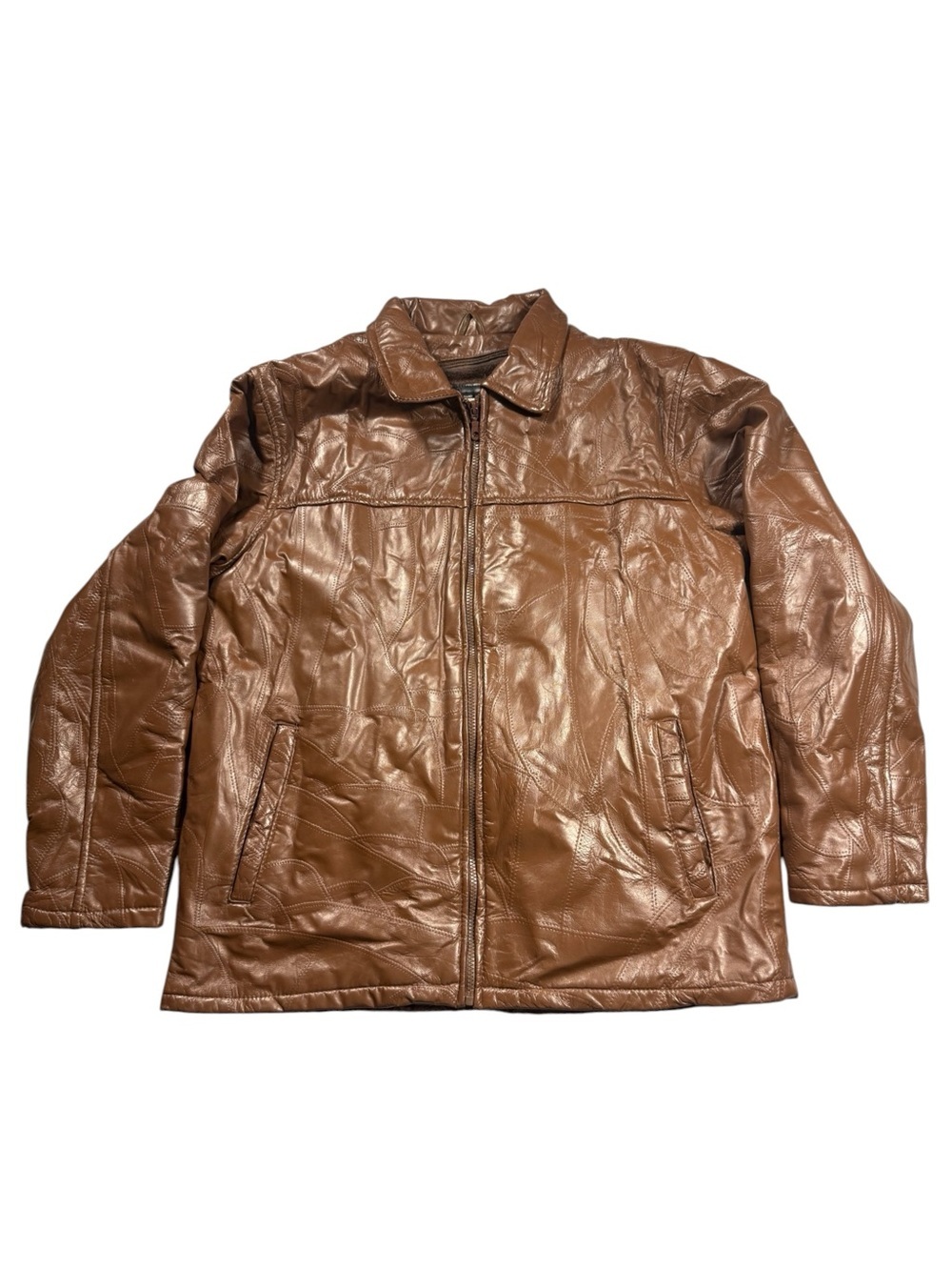 Vintage Large Haband Executive Division Jacket Mens 90's Brown 100% Leather Coat